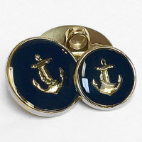 330054 Gold with Dark Navy Epoxy Anchor Button - 2 Sizes